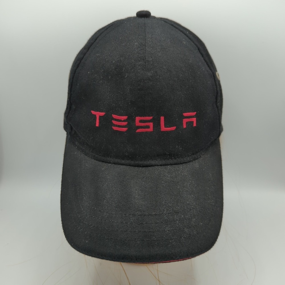 Tesla YPO Chicago Chapter Black Cap Red Spellout Logo Adjustable Hat KC Caps
